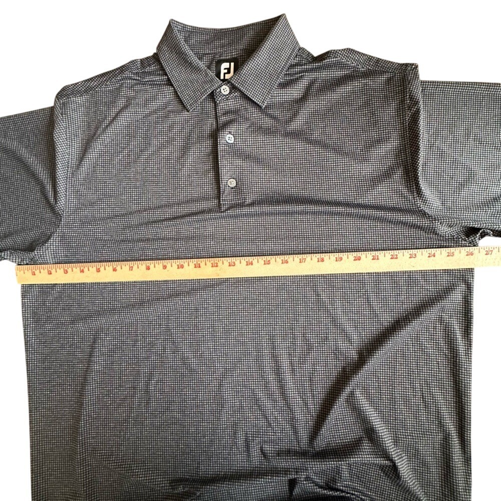 Footjoy Polo Men's Extra Large Gray & Black Golf Houndstooth Short Sleeve Shirt - Picture 6 of 10